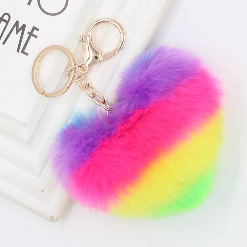 1 Piece Sweet Heart Shape Imitate Rex Rabbit Fur Plating Bag Pendant Keychain
