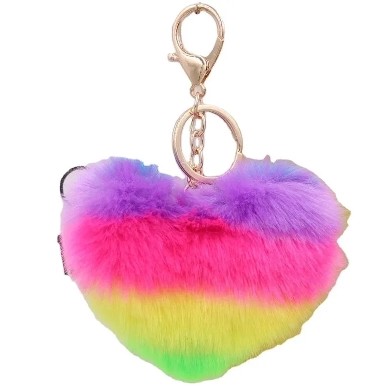 1 Piece Sweet Heart Shape Imitate Rex Rabbit Fur Plating Bag Pendant Keychain