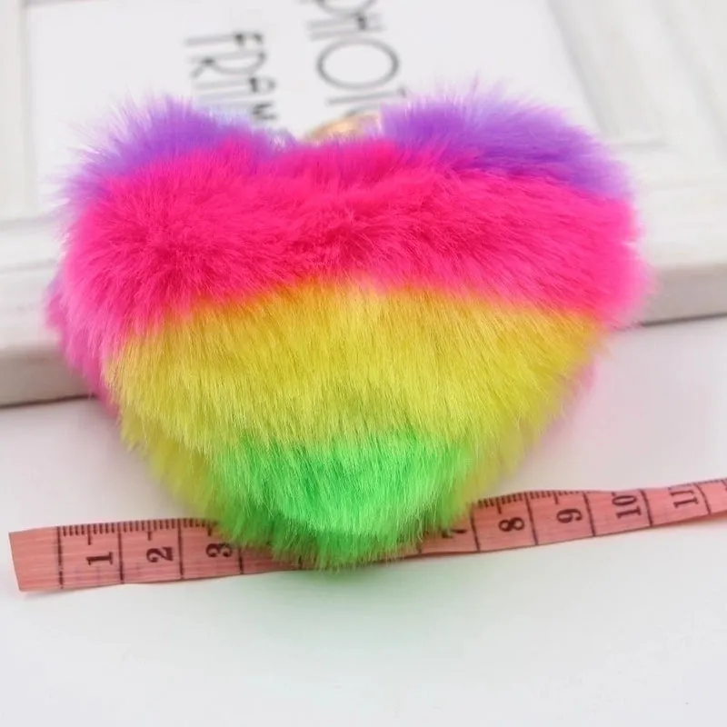 1 Piece Sweet Heart Shape Imitate Rex Rabbit Fur Plating Bag Pendant Keychain