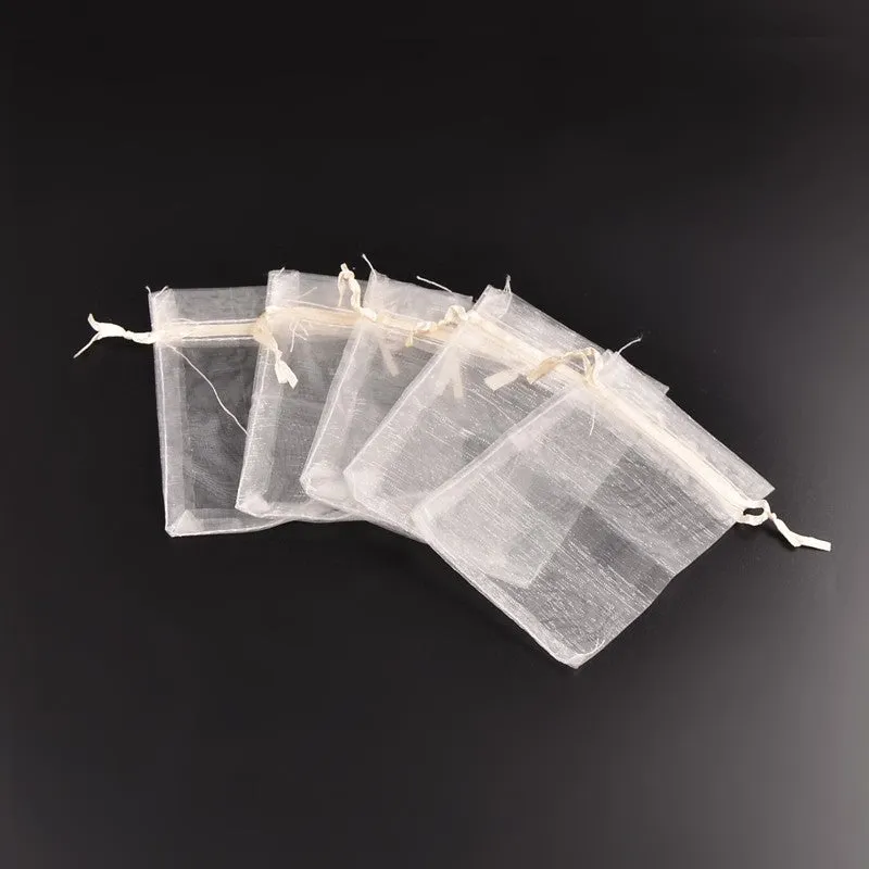 100 pc Organza Gift Bags with Drawstring, Jewelry Pouches, Wedding Party Christmas Favor Gift Bags, Red, 20x15cm
