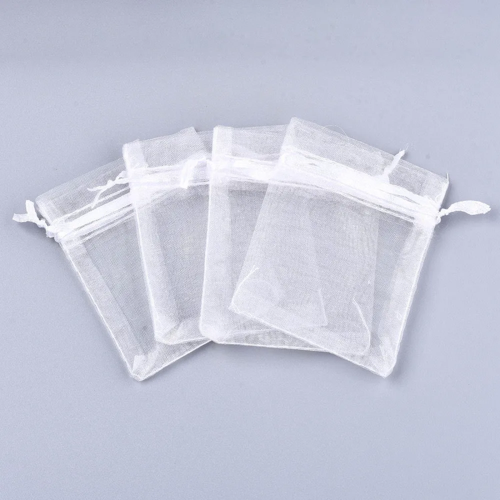 100 pc Organza Gift Bags with Drawstring, Jewelry Pouches, Wedding Party Christmas Favor Gift Bags, Red, 20x15cm