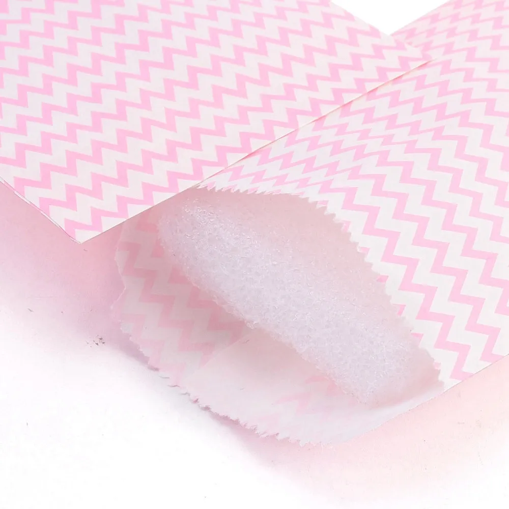 100 pc White Kraft Paper Bags, No Handles, Storage Bags, Wave Pattern, Wedding Party Birthday Gift Bag, Pink, 15x8.3x0.02cm
