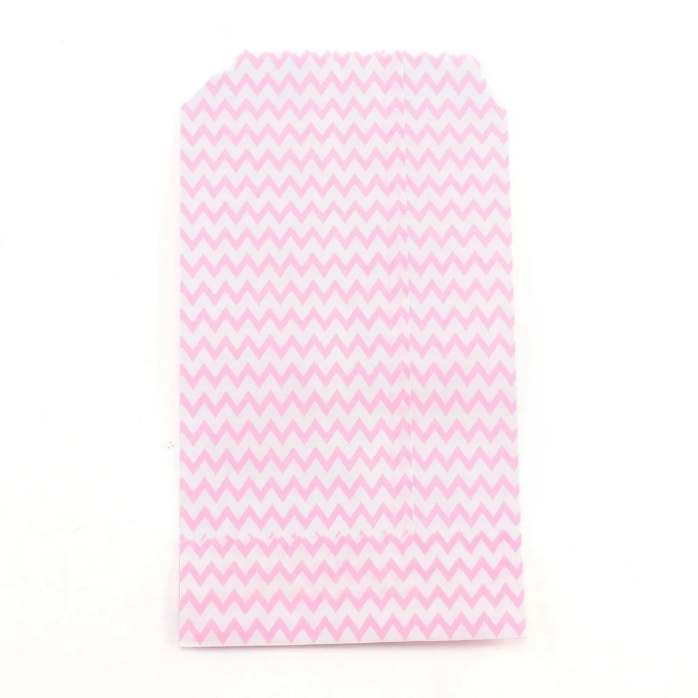 100 pc White Kraft Paper Bags, No Handles, Storage Bags, Wave Pattern, Wedding Party Birthday Gift Bag, Pink, 15x8.3x0.02cm