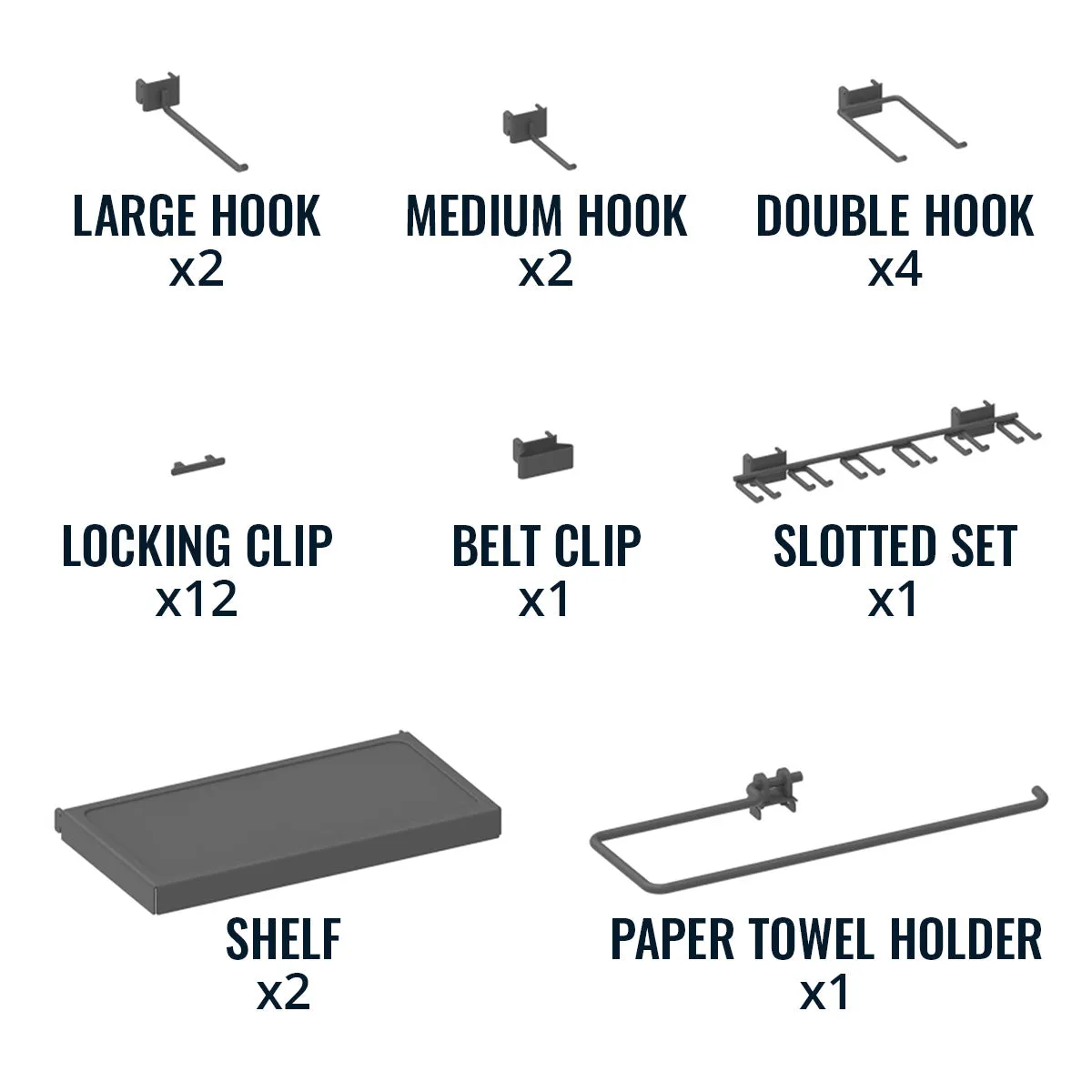 34" x 32" Pristine Pegboard | 13 Attachments