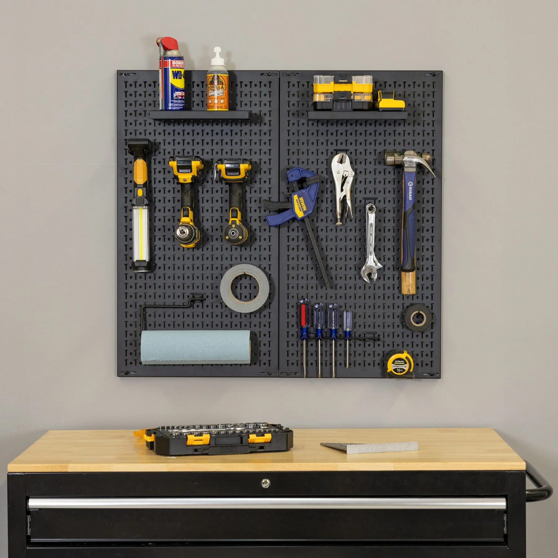 34" x 32" Pristine Pegboard | 13 Attachments