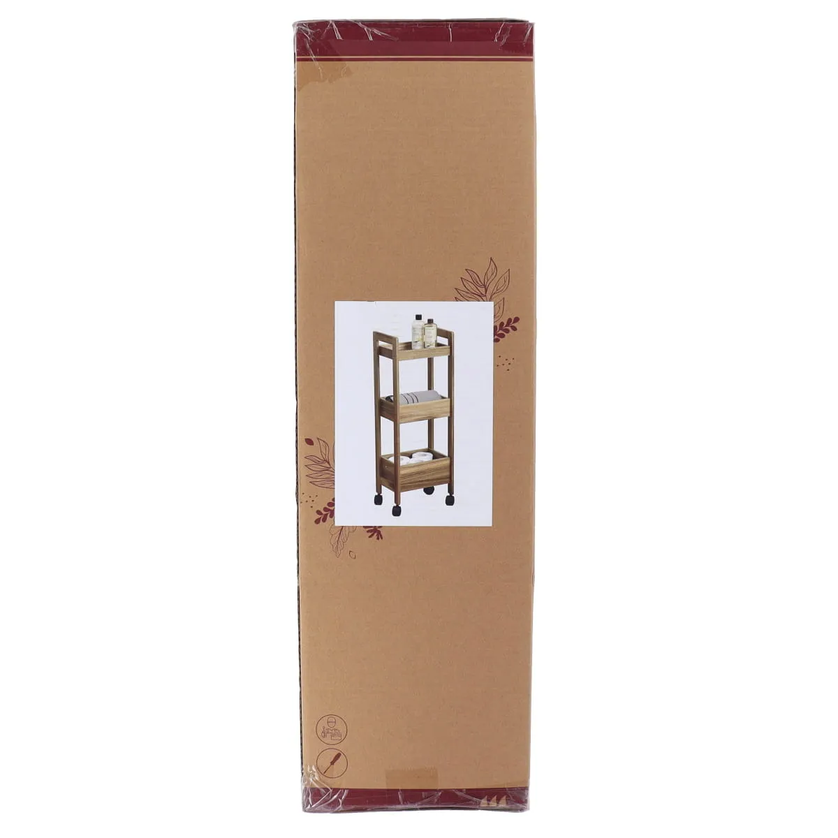 Acacia/MDF Furniture On Wheels With 3 Shelves - Acacia