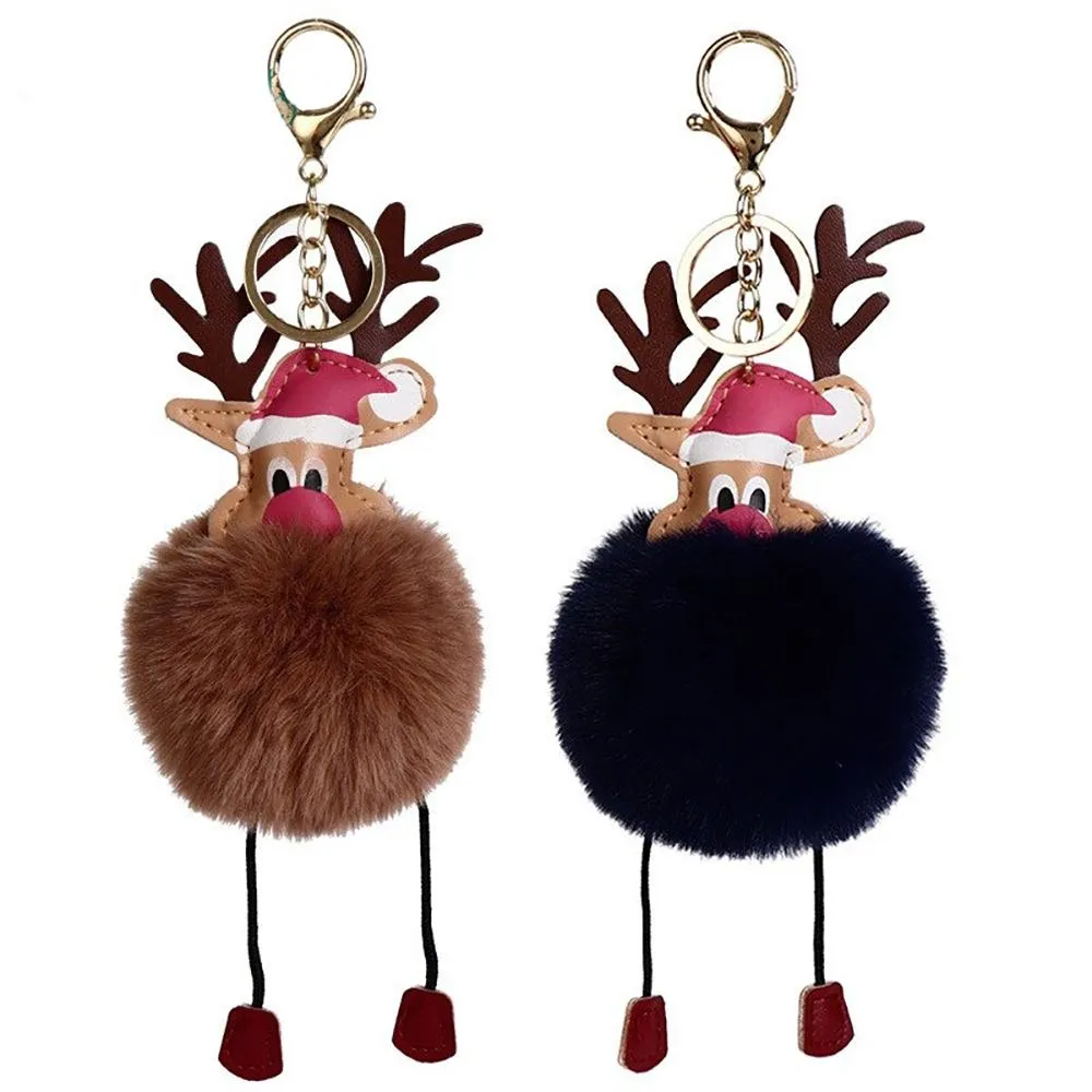 Adorable Christmas Reindeer Pompom Keychains