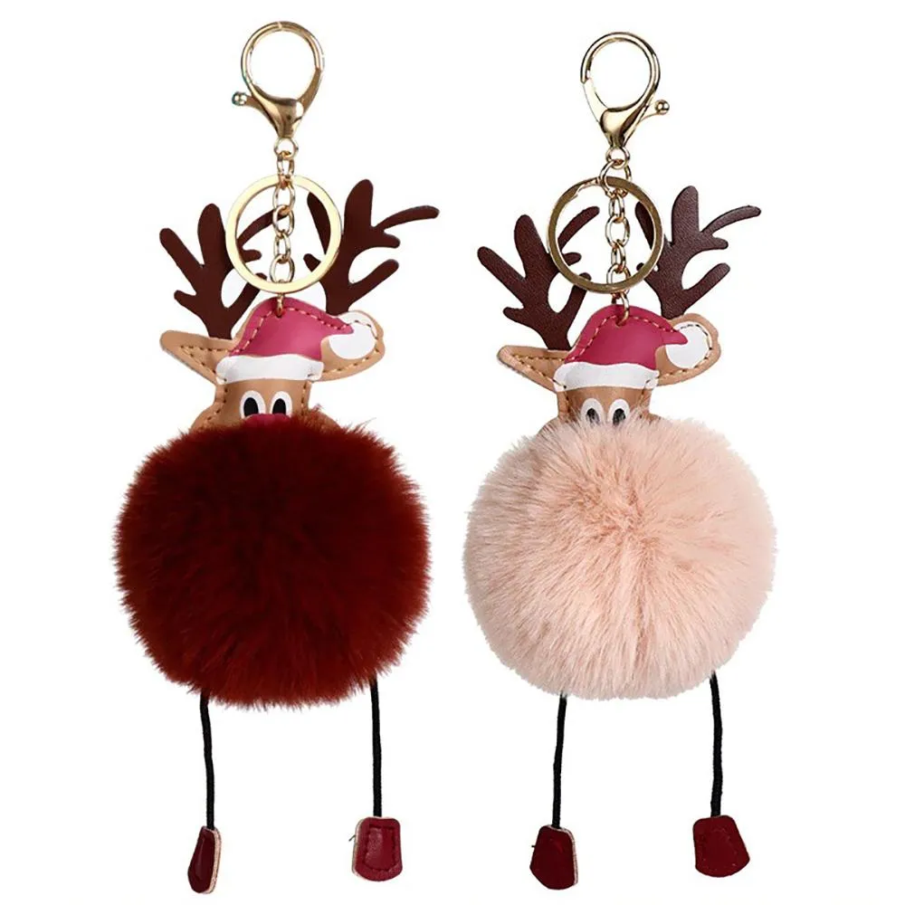 Adorable Christmas Reindeer Pompom Keychains