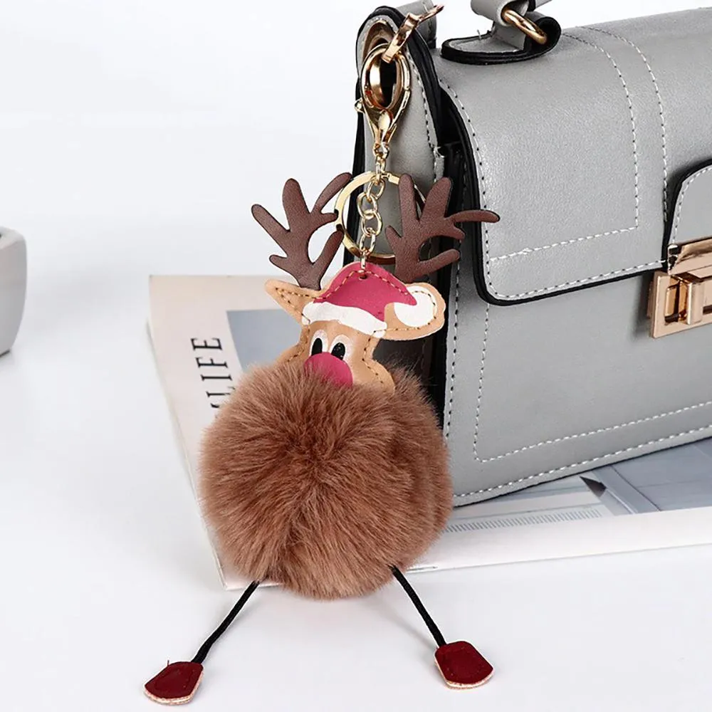 Adorable Christmas Reindeer Pompom Keychains