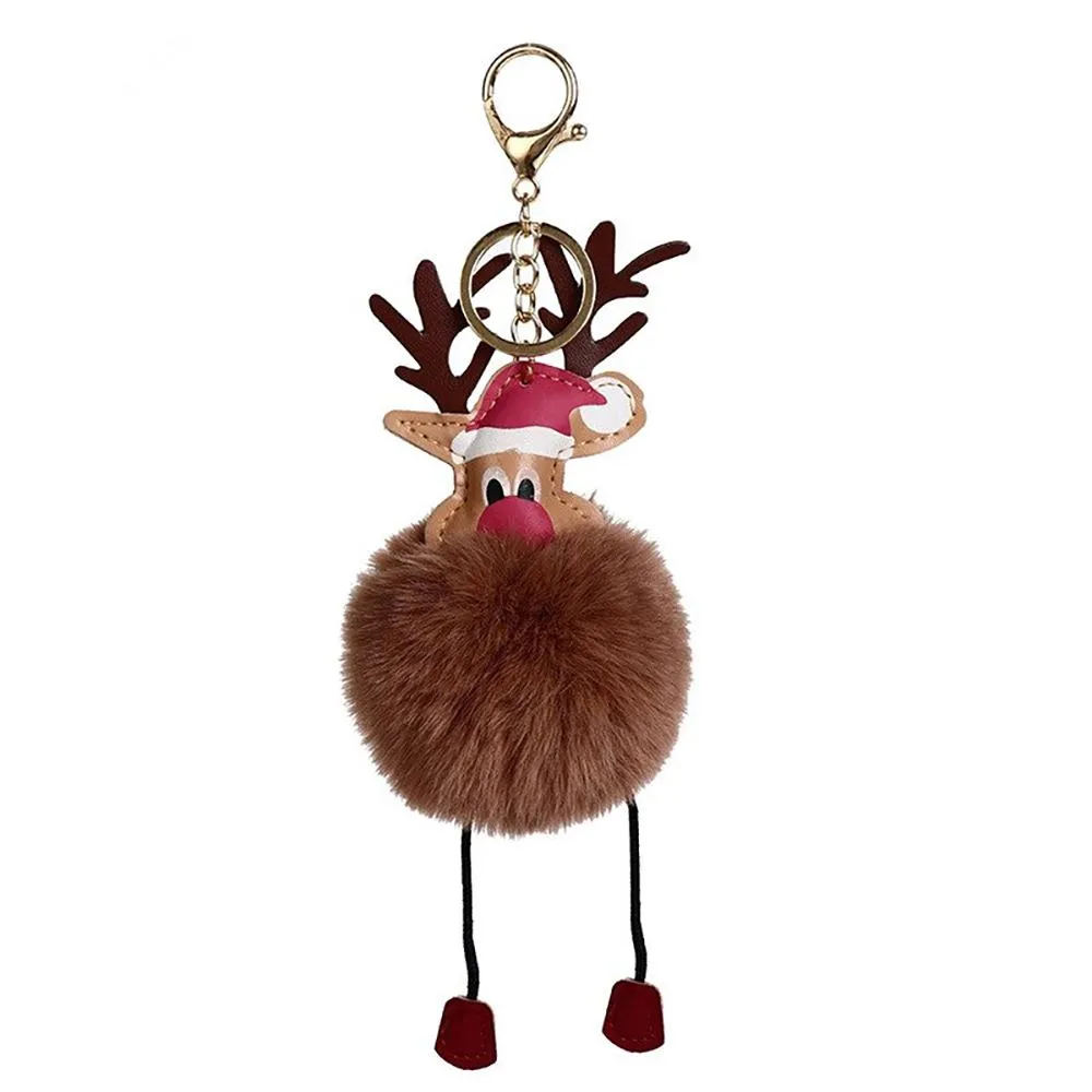 Adorable Christmas Reindeer Pompom Keychains