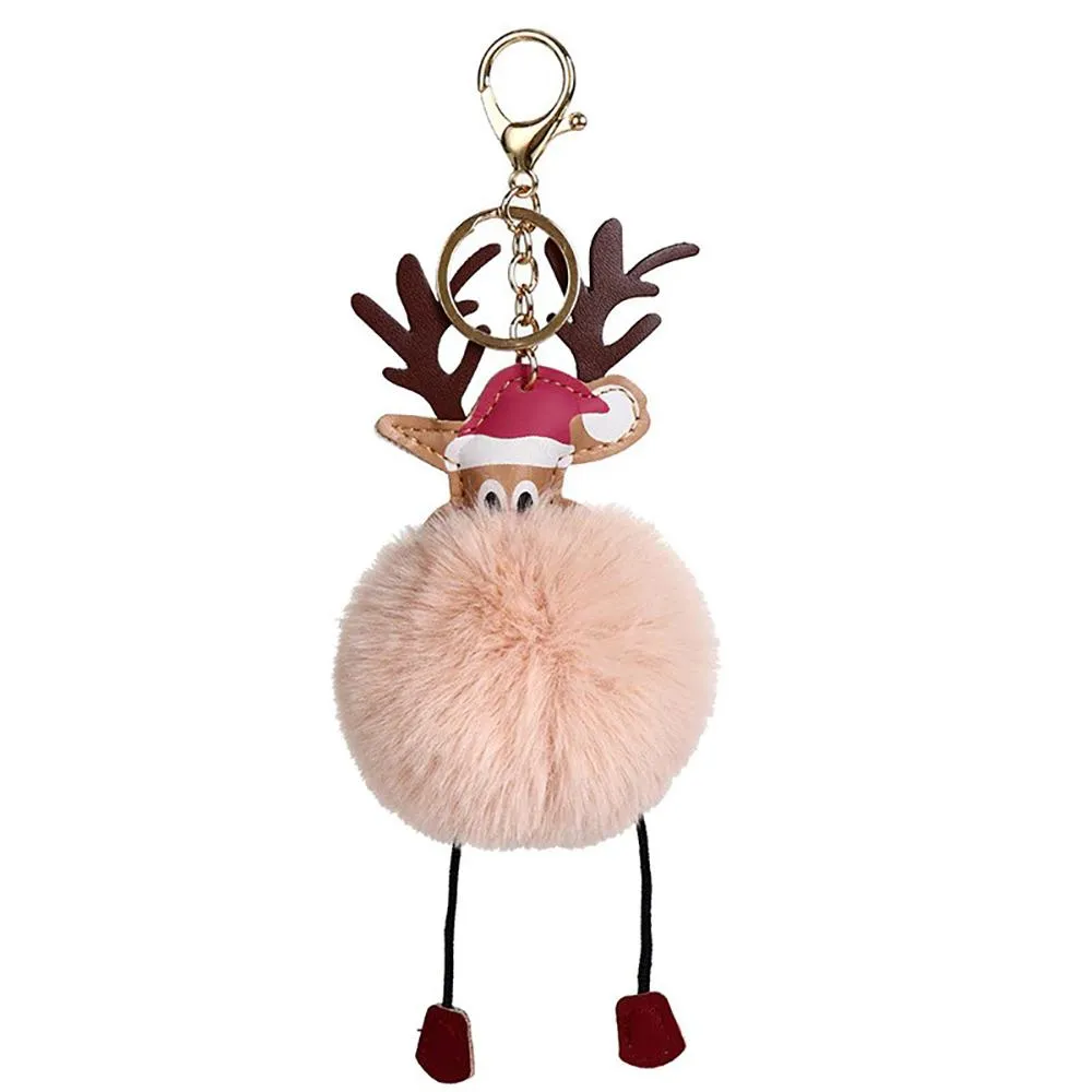 Adorable Christmas Reindeer Pompom Keychains