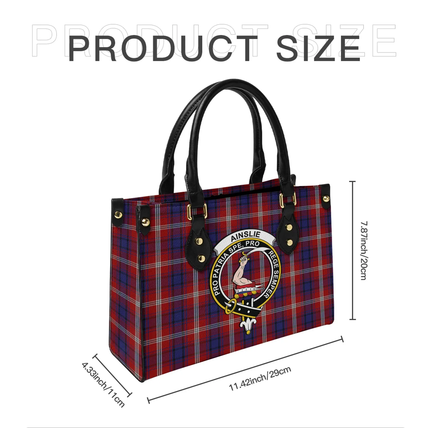 Ainslie Tartan Leather Bag with Family Crest