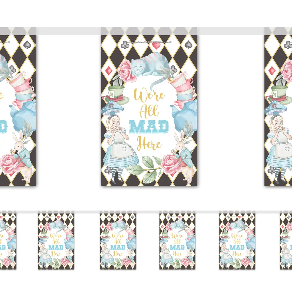 Alice in Wonderland Paper Flag Bunting Party Decoration - 2.4m