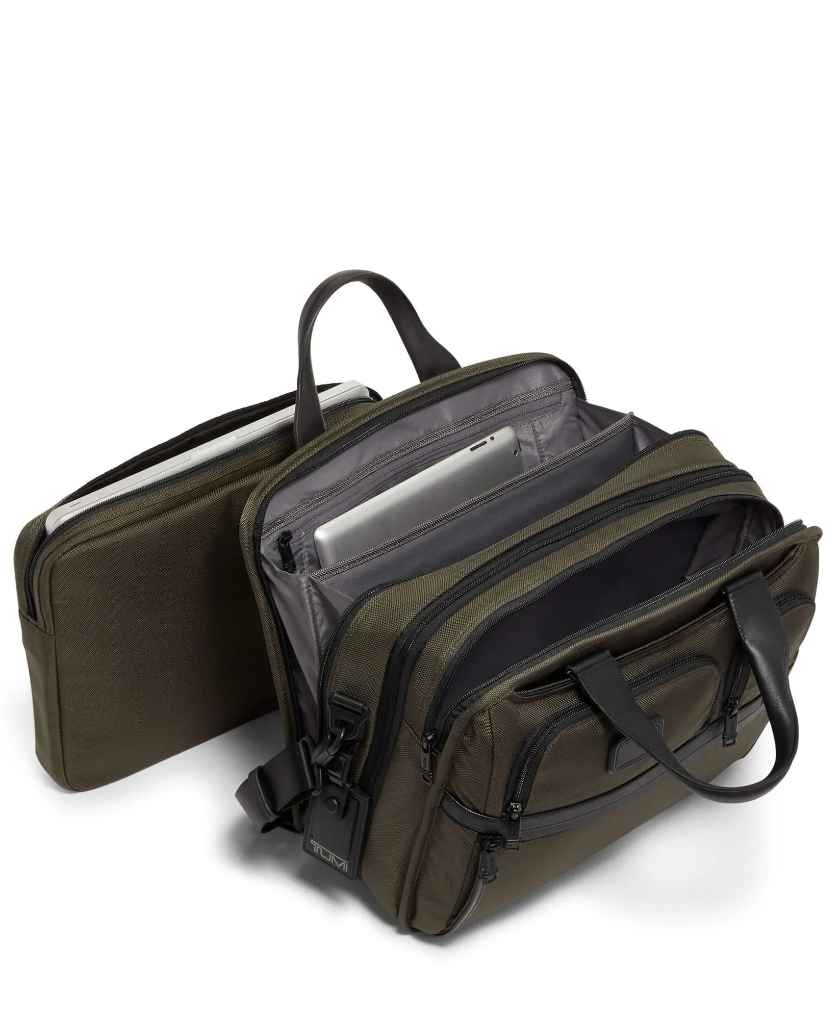 Alpha 3 Expandable Organiser Laptop Brief - Olive Night