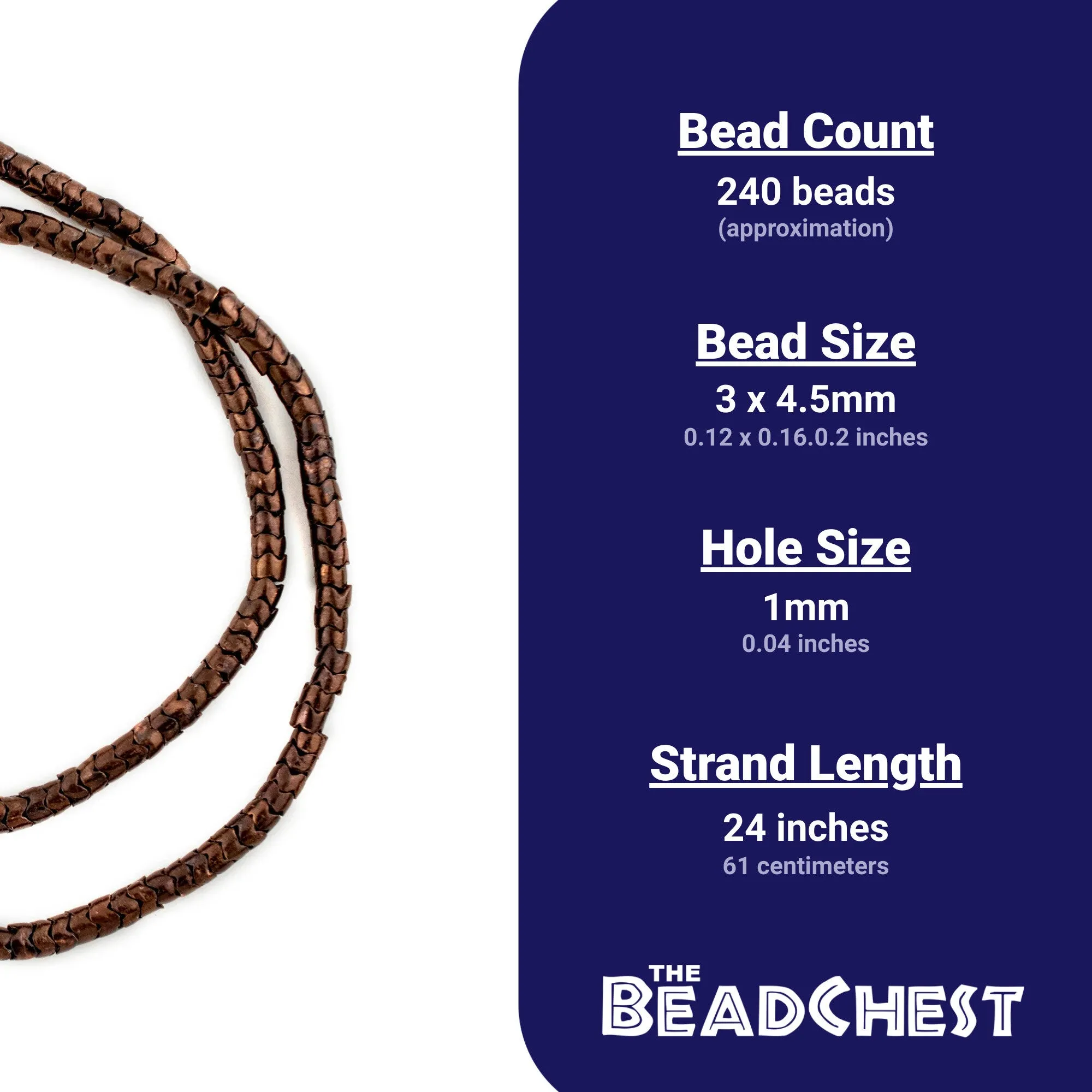 Antiqued Copper Interlocking Snake Beads (4.5mm)