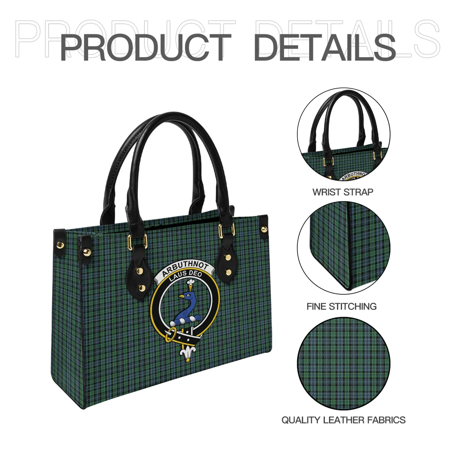 Arbuthnot Tartan Leather Bag with Family Crest