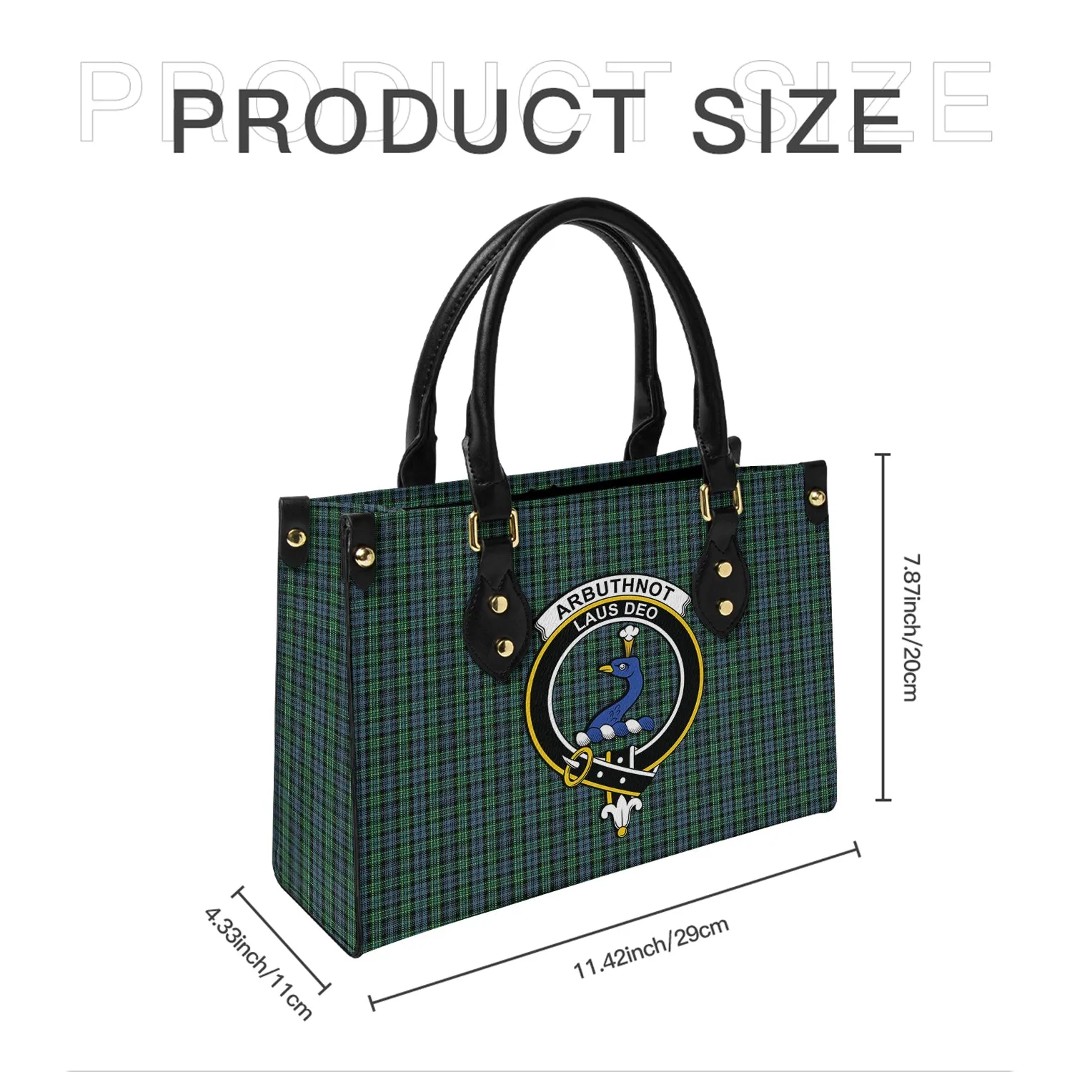 Arbuthnot Tartan Leather Bag with Family Crest