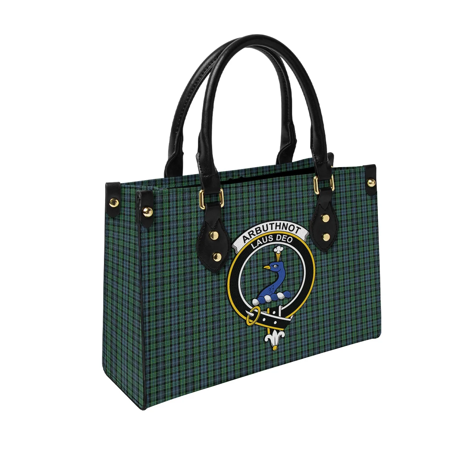 Arbuthnot Tartan Leather Bag with Family Crest