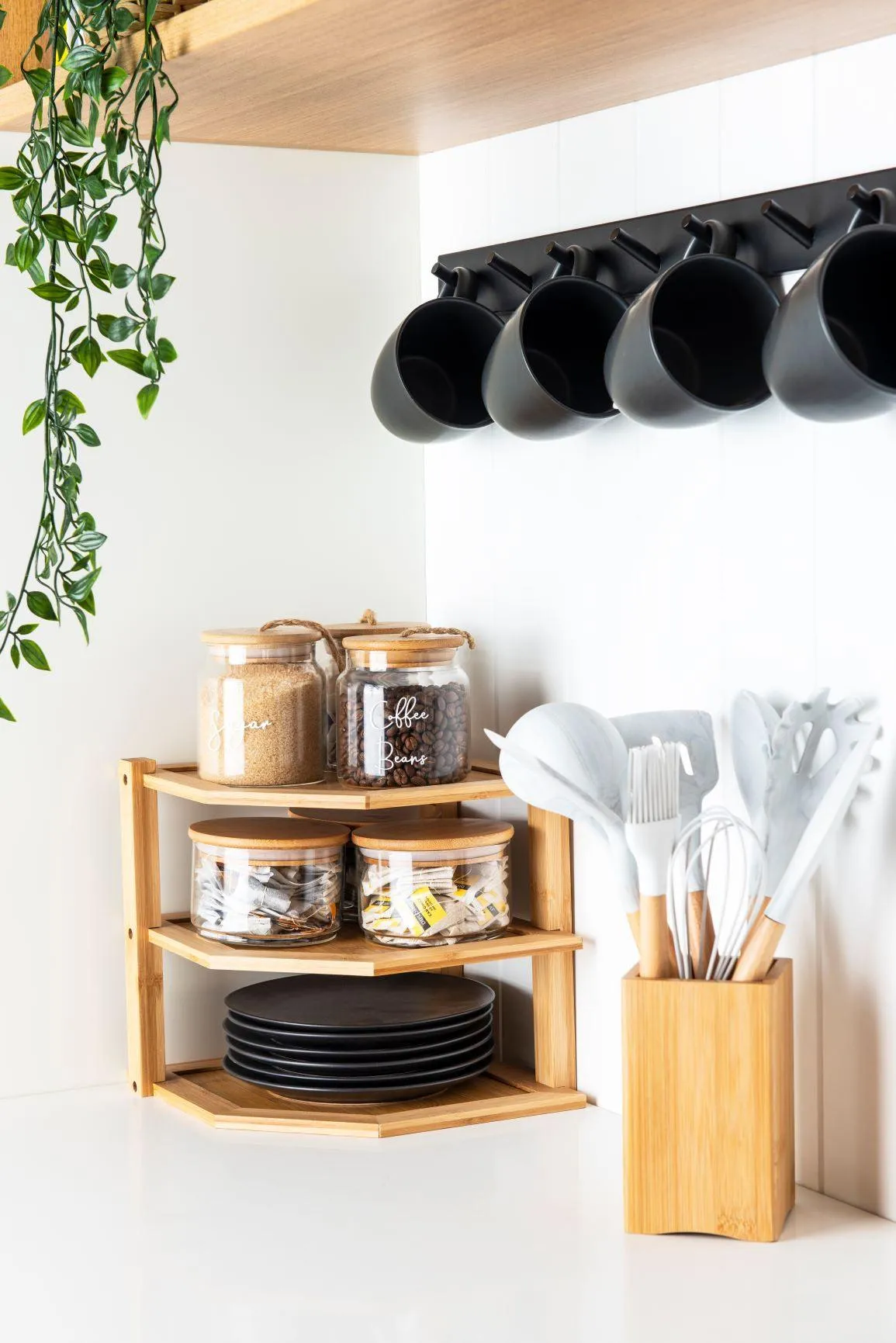 Bamboo Three Tier Corner Shelf