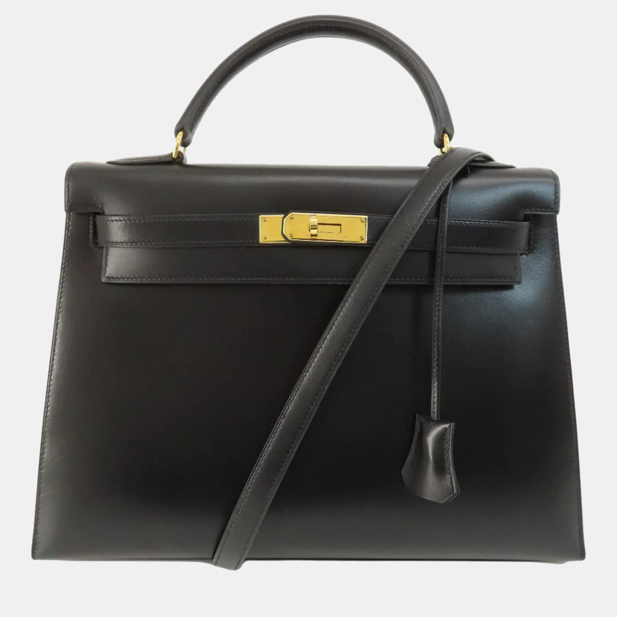 Black Box Calf Leather Kelly 32 Handbag