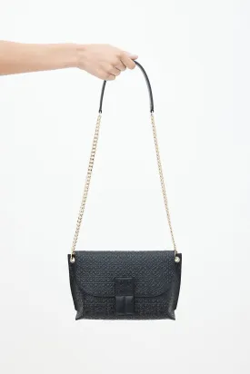 Black Leather Avenue Anagram Embossed Bag