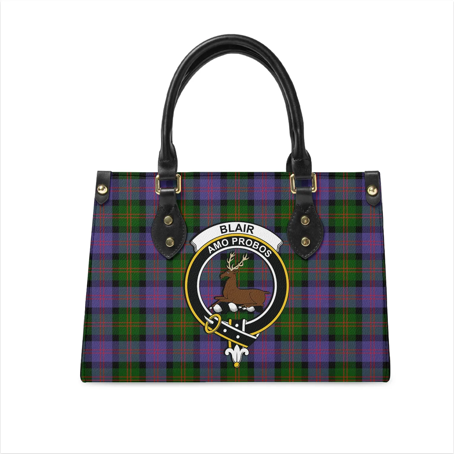 Blair Modern Tartan Leather Bag with Family Crest