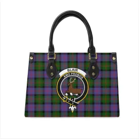 Blair Modern Tartan Leather Bag with Family Crest