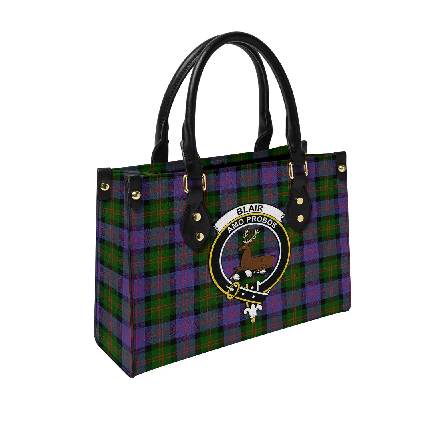 Blair Modern Tartan Leather Bag with Family Crest