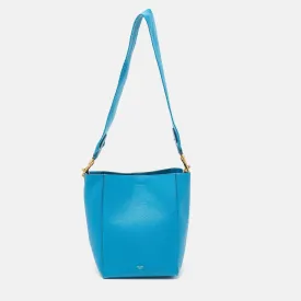 Blue Leather Small Sangle Bucket Bag
