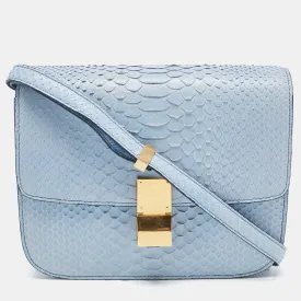 Blue Python Medium Classic Box Bag