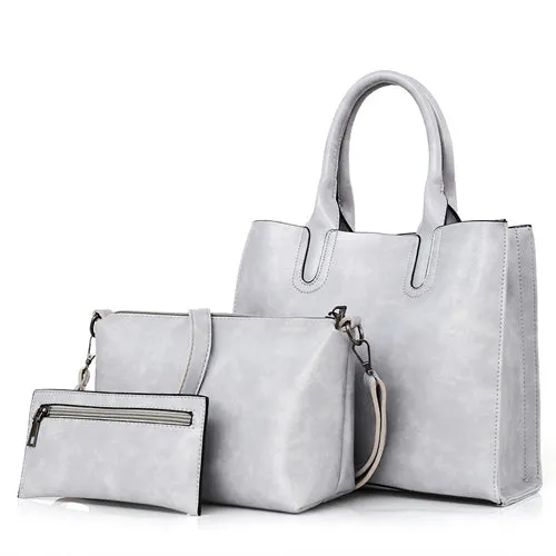 Bonsacchic 3pcs Leather Bags Handbags Women Famous Brand Shoulder Bag Female Casual Tote Women Messenger Bag Set Bolsas Feminina