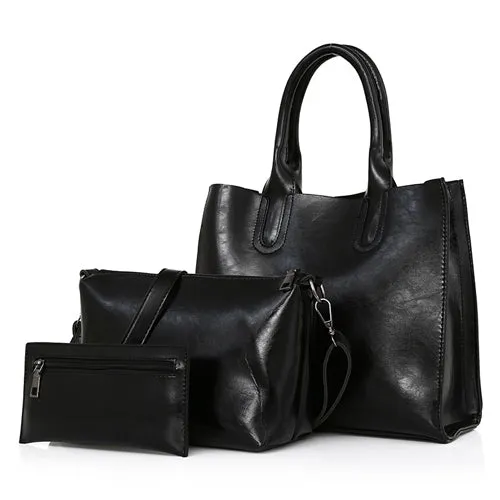 Bonsacchic 3pcs Leather Bags Handbags Women Famous Brand Shoulder Bag Female Casual Tote Women Messenger Bag Set Bolsas Feminina