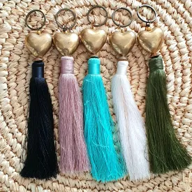 Brass Heart Keychains With Tassel