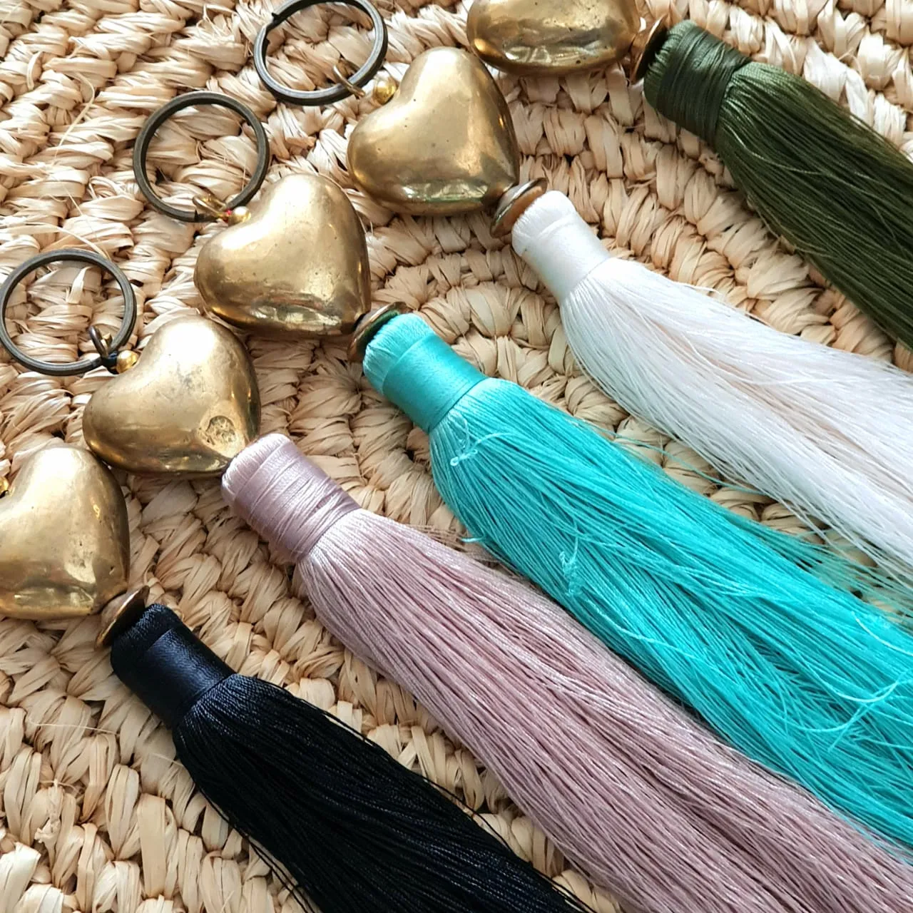 Brass Heart Keychains With Tassel