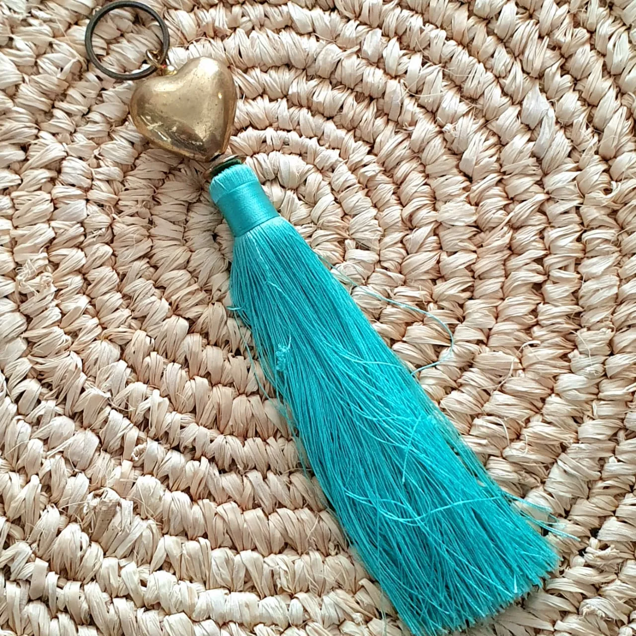 Brass Heart Keychains With Tassel