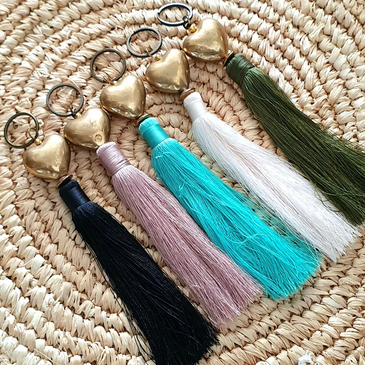 Brass Heart Keychains With Tassel