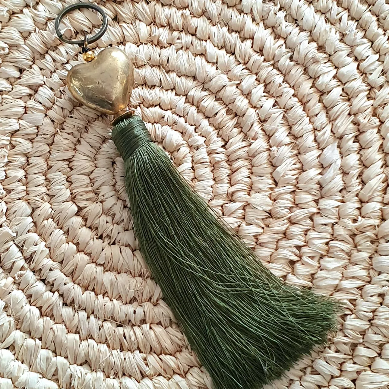 Brass Heart Keychains With Tassel