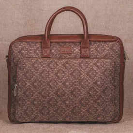 Brown Floral Motif Laptop Bag
