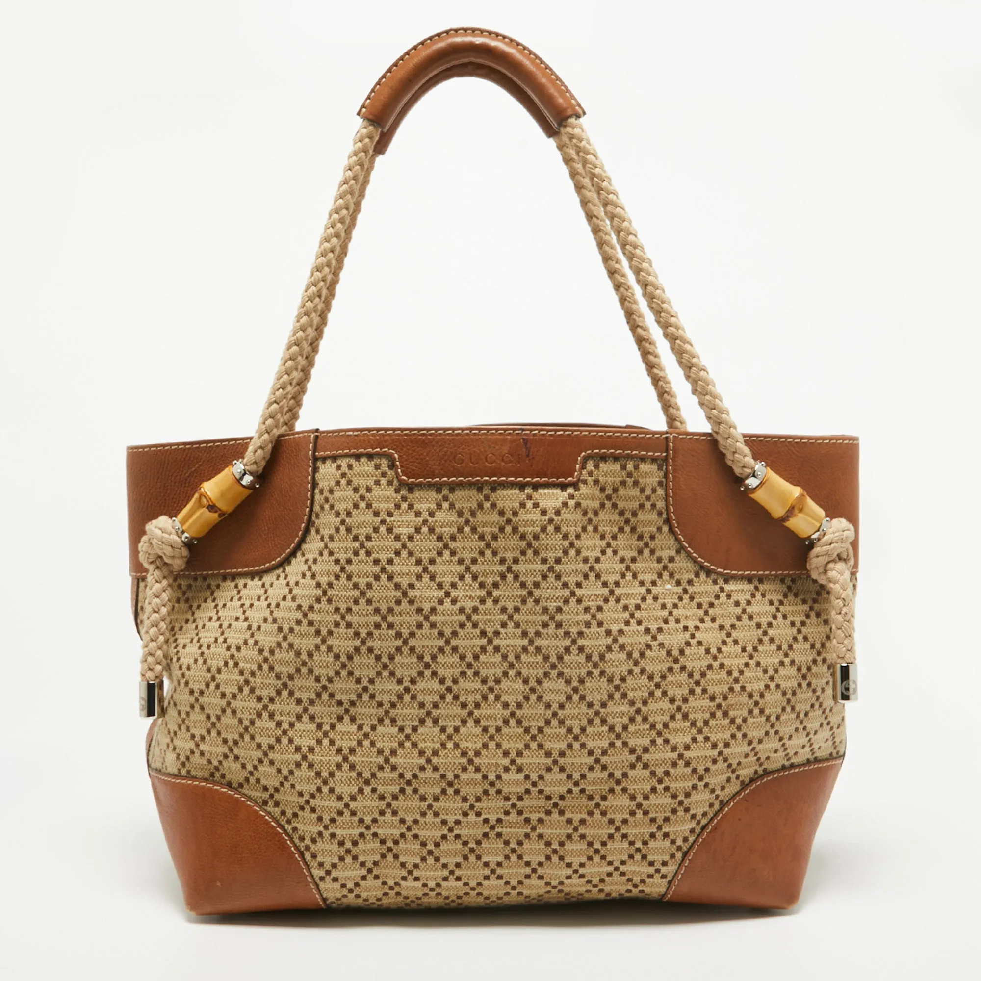 Brown/Beige Diamante Canvas Maui Tote