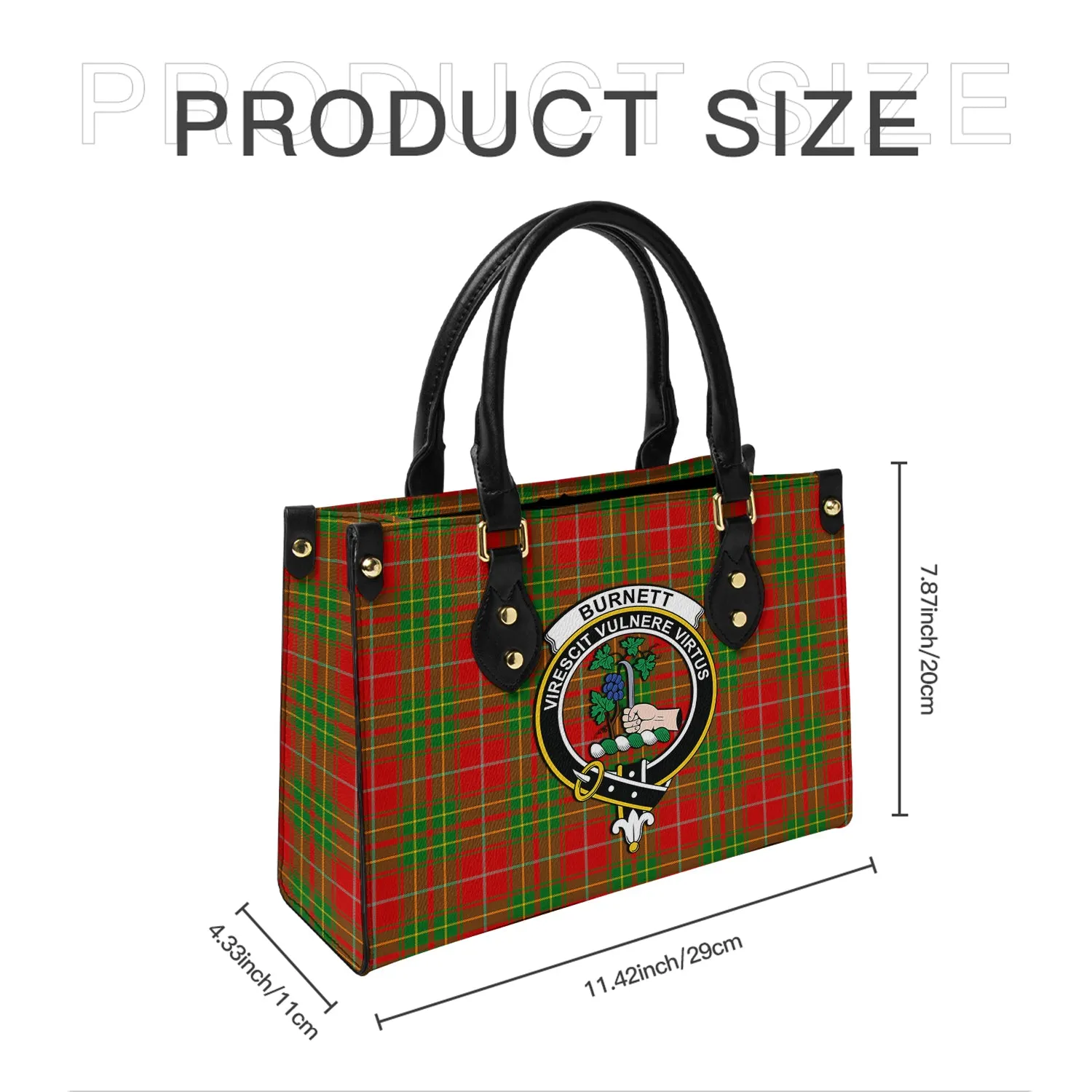 Burnett Tartan Leather Bag with Family Crest