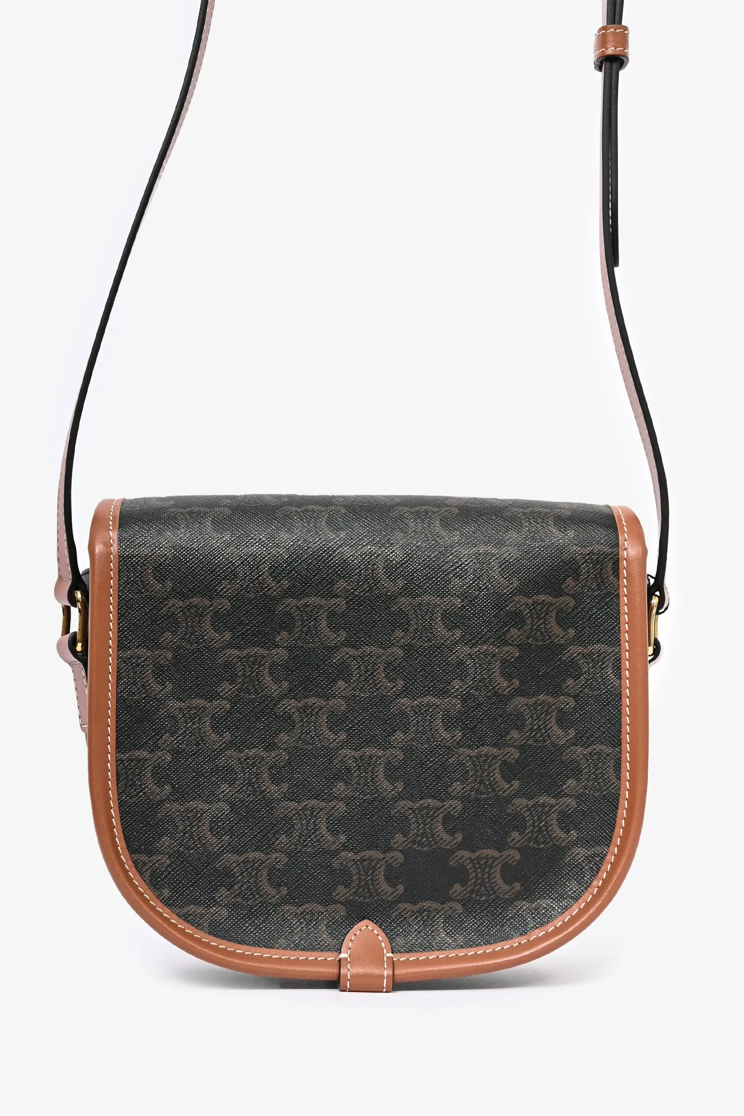 Celine 2023 Brown Triomphe Canvas Medium Folco Crossbody Bag