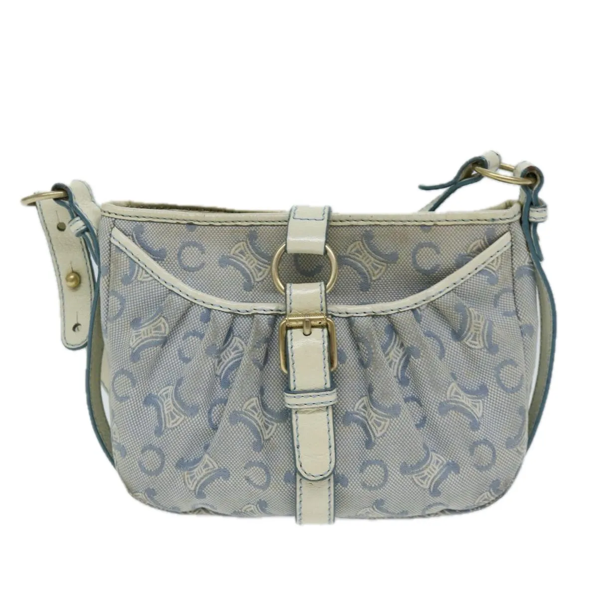CELINE C Macadam Canvas Shoulder Bag Blue Auth bs14297