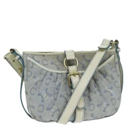 CELINE C Macadam Canvas Shoulder Bag Blue Auth bs14297