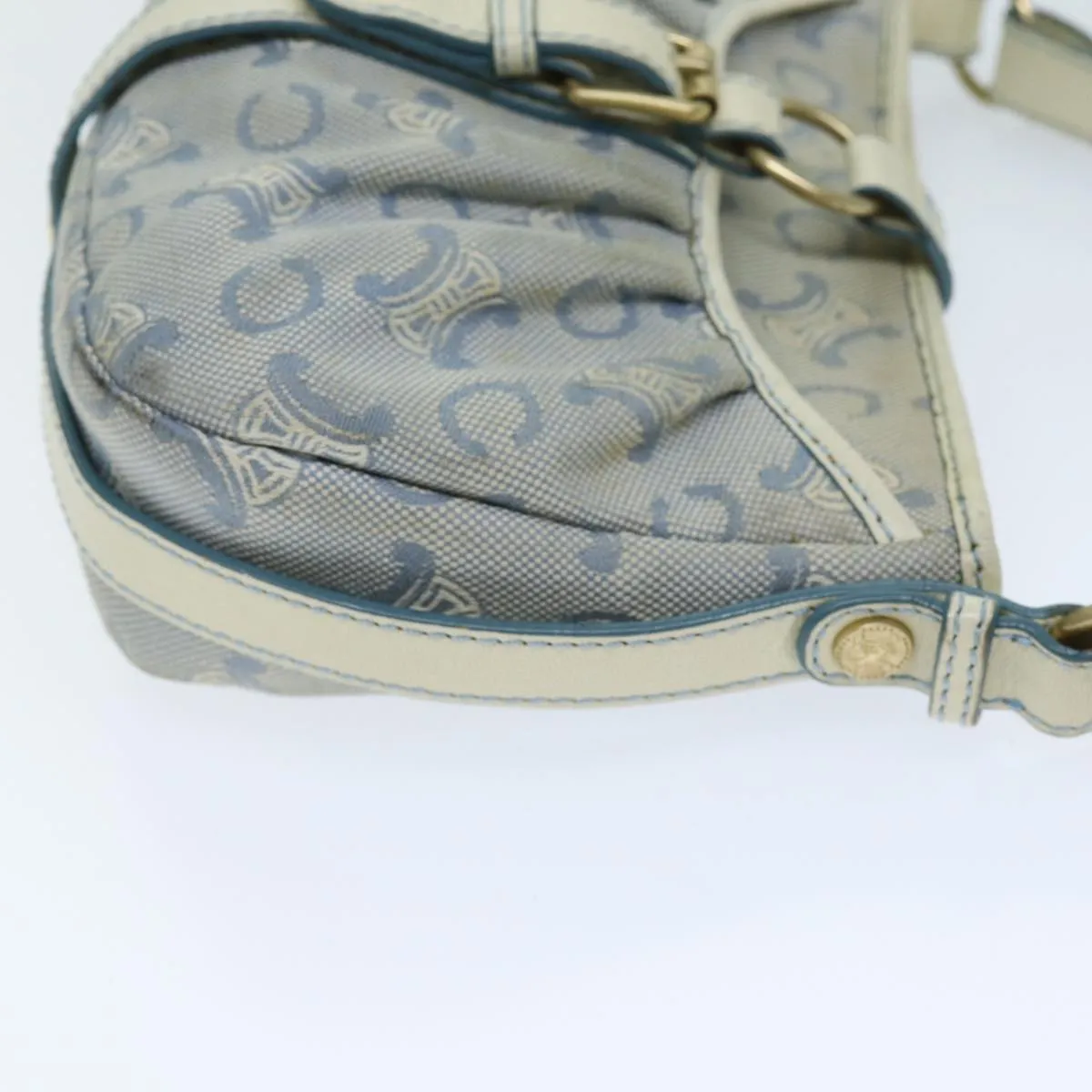 CELINE C Macadam Canvas Shoulder Bag Blue Auth bs14297