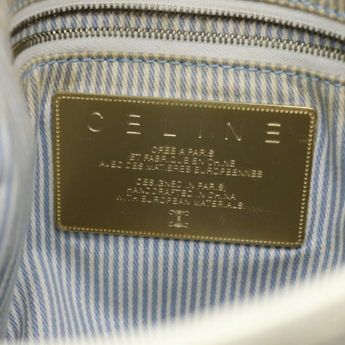 CELINE C Macadam Canvas Shoulder Bag Blue Auth bs14297