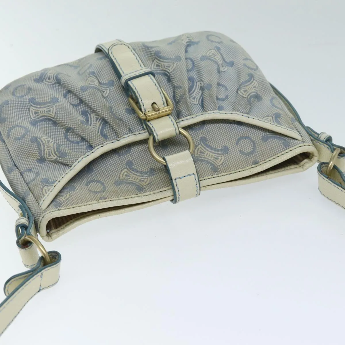 CELINE C Macadam Canvas Shoulder Bag Blue Auth bs14297