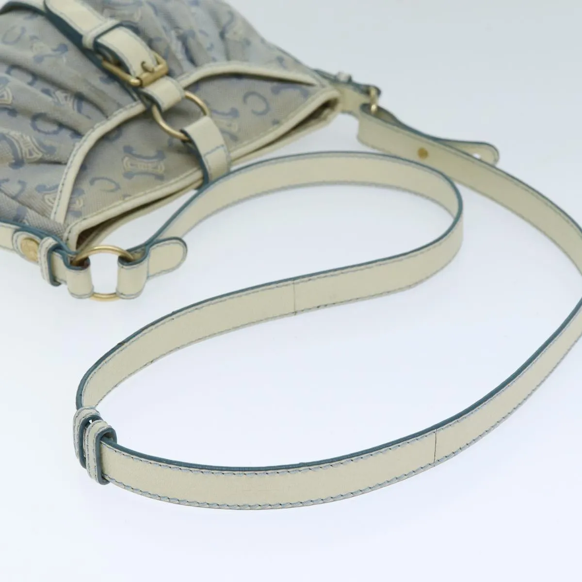 CELINE C Macadam Canvas Shoulder Bag Blue Auth bs14297