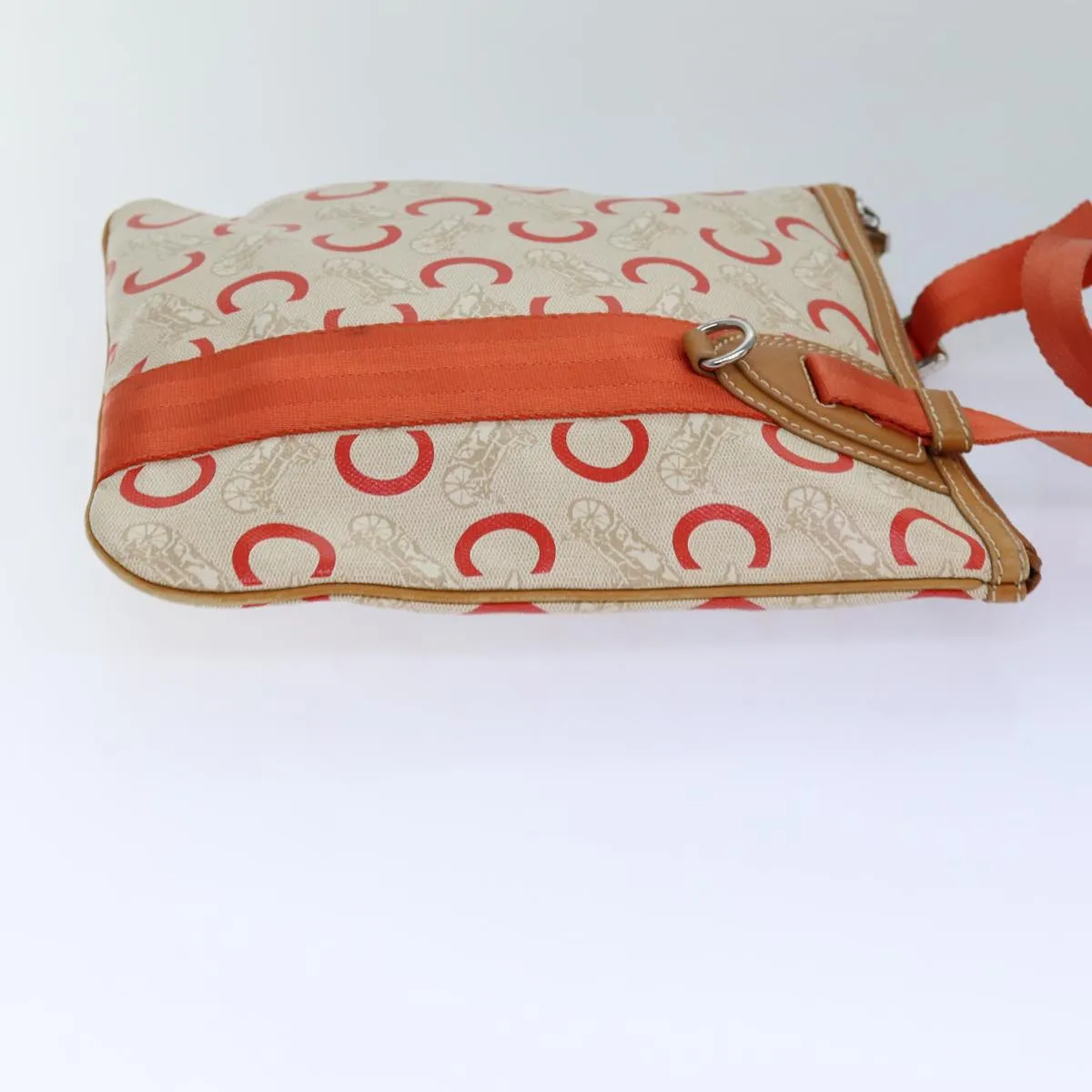 CELINE C Macadam Canvas Shoulder Bag Orange Auth bs15890