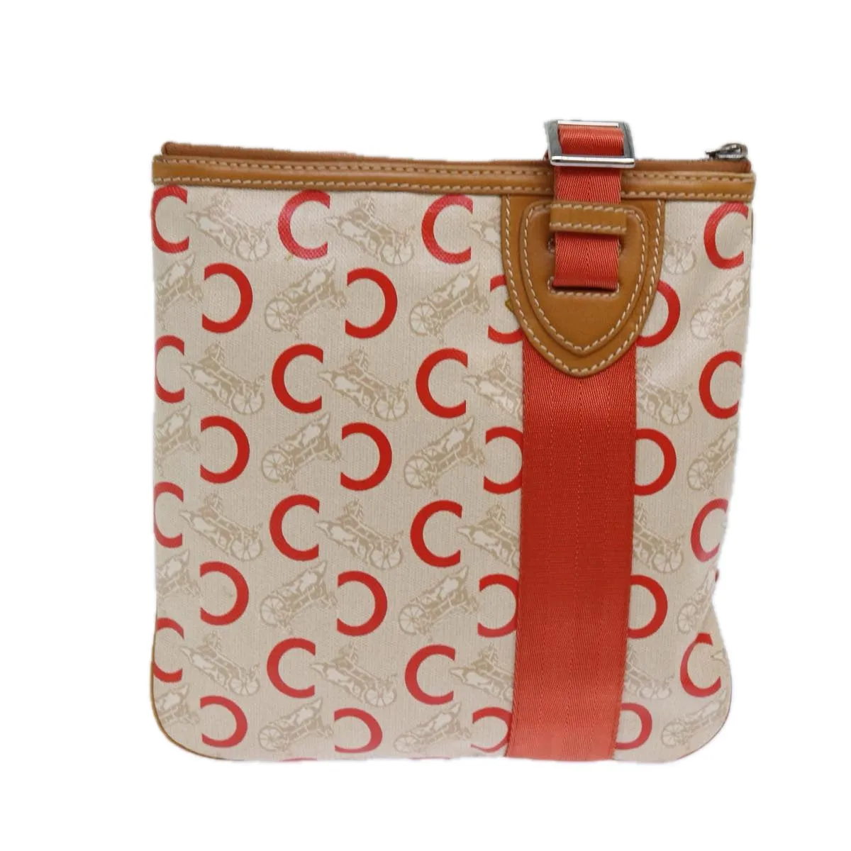 CELINE C Macadam Canvas Shoulder Bag Orange Auth bs15890