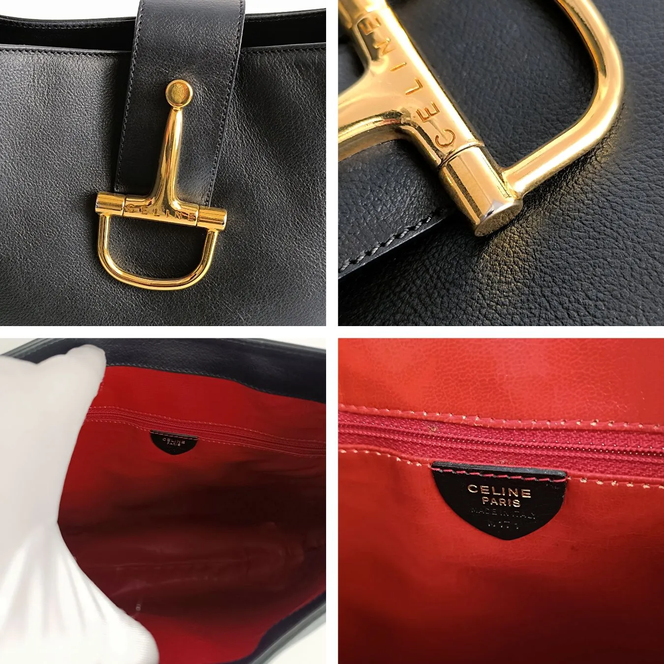 CELINE Celine Celine vintage black leather shoulder bag